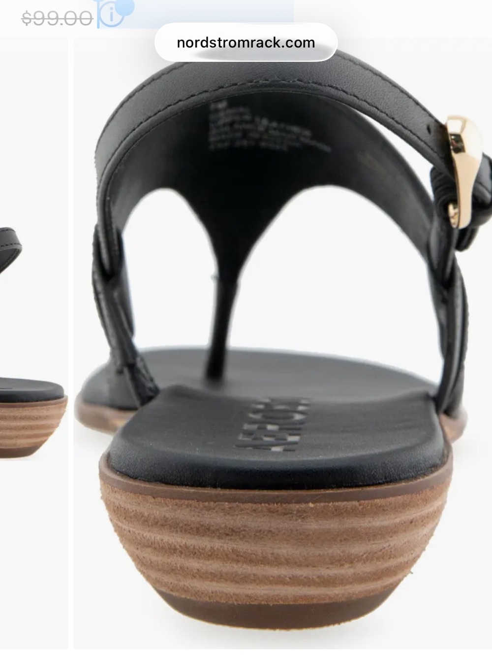π NEW Aerosoles Size 11 Gemal Black Faux Leather Slingback Sandal Gold Hardware - Picture 4 of 15